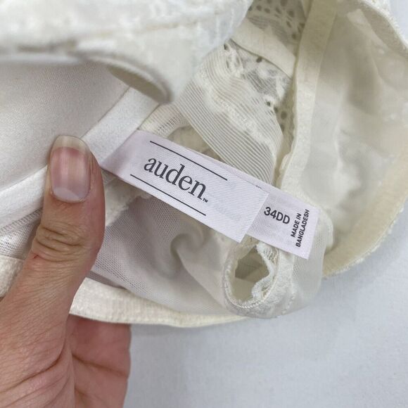Auden Womens Demi Coverage Lightly Lined Racerback Bra 34DD White Lace - Picture 6 of 7